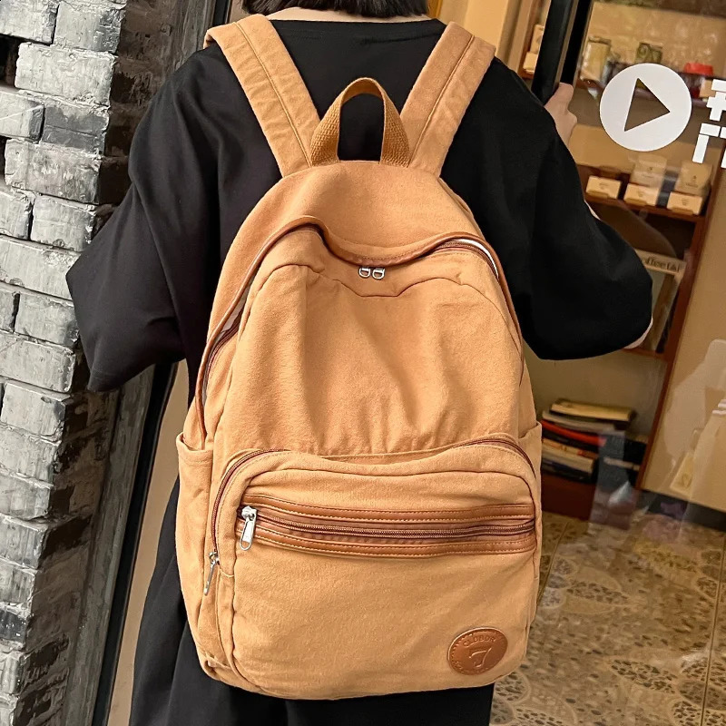 Trendy Female Canvas Laptop College Backpack Cool Lady Vintage Book Bag Women Cute Student Backpack Fashion School Bags 240813
