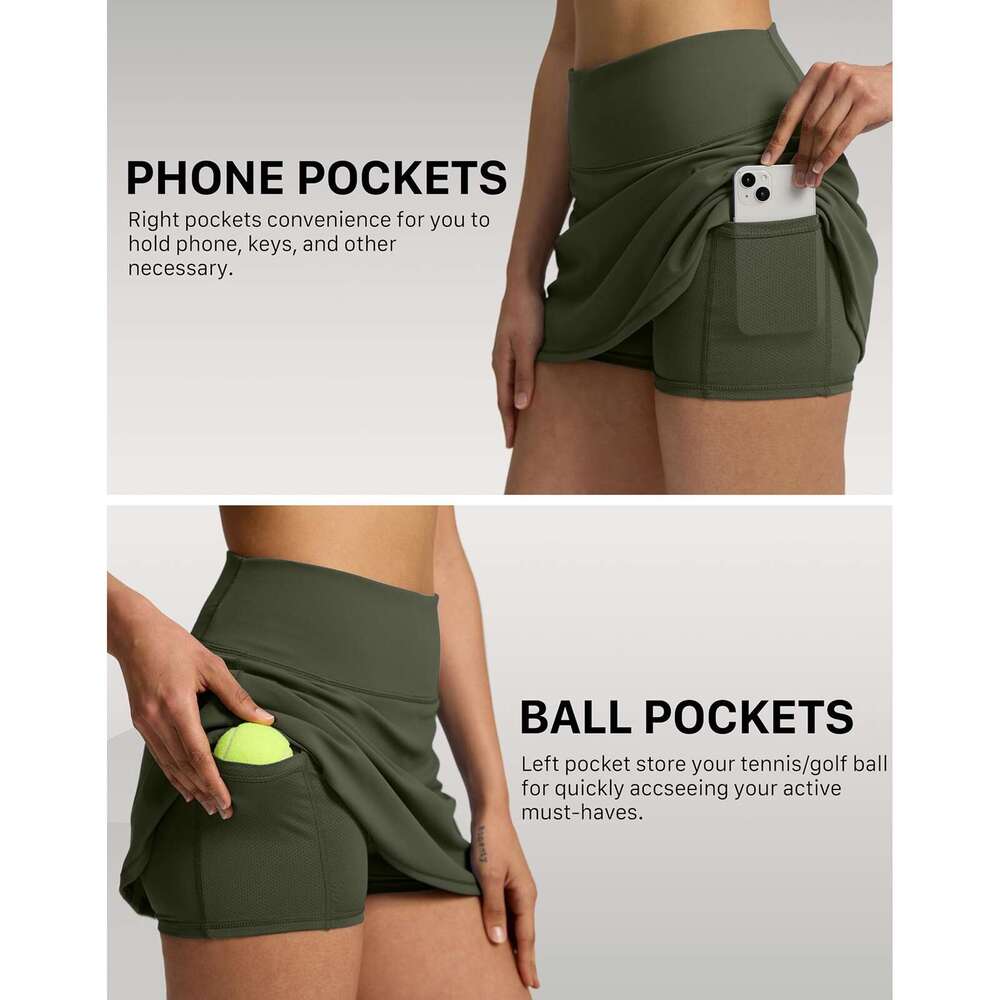 Women's Tennis Shorts-Skirt Two Layered High Waist Fiess Badminton Mini Skirt Pocket Athletic Sports Skirts For Summer s