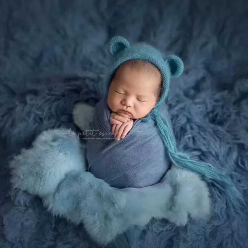 Newborn rabbit fur for baby photography propsbasket filler cushion blanket Y240815