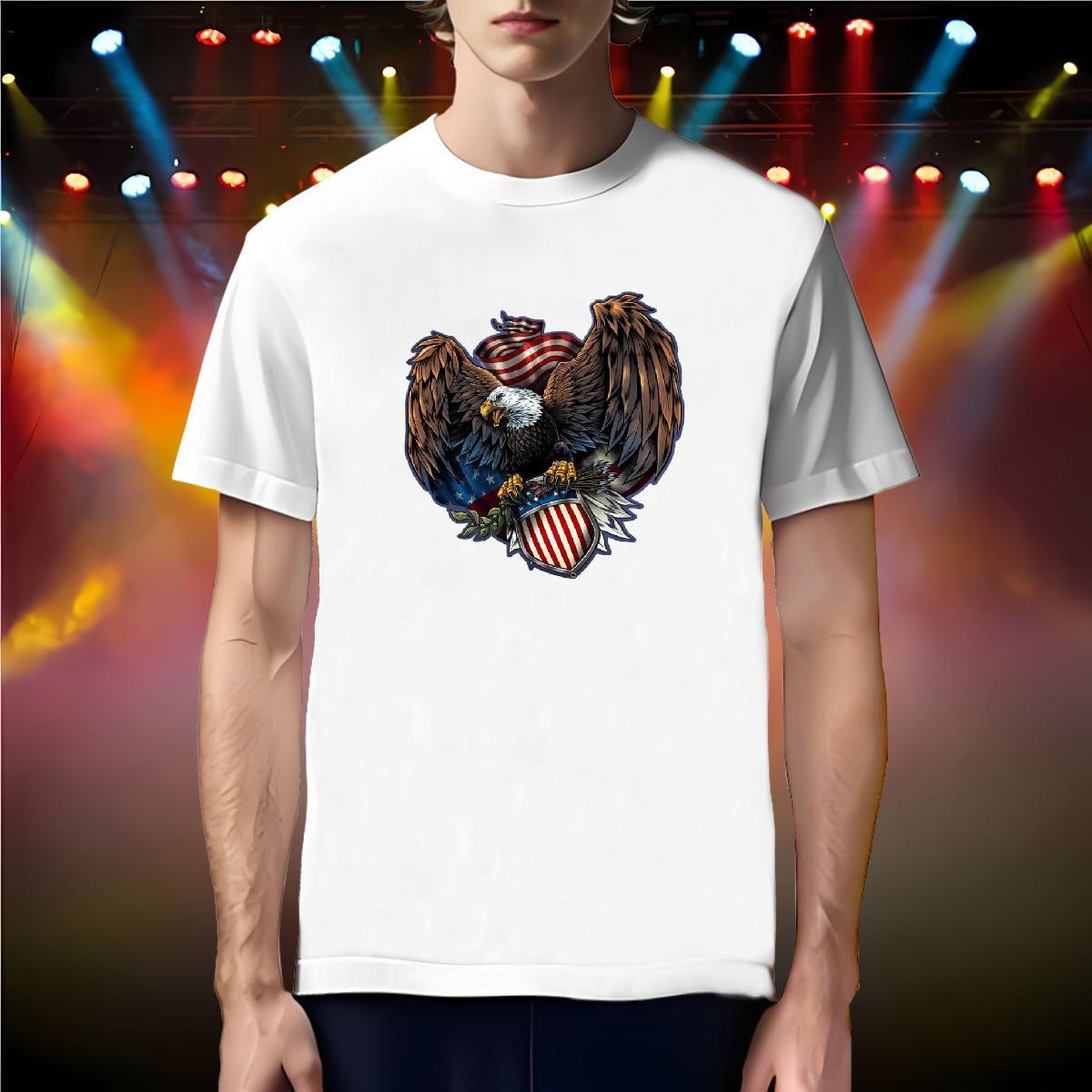 Popular Men T Shirts eagle Breathable Street Custom Printed 100% Cotton 230g Men Tees Classic Tops Tees