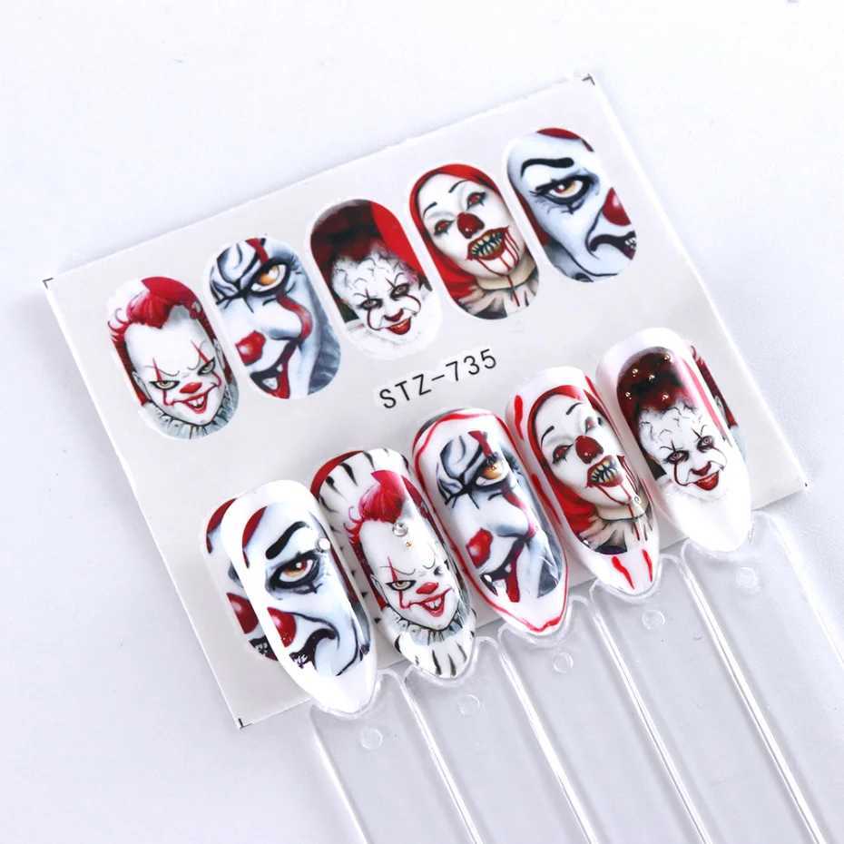 24 Pcs Halloween Nail Art Water Sticker Set Anime Skull Bone Decals Gel Polish Slider Accessories Nail Decorations LASTZ731-755XJ240814