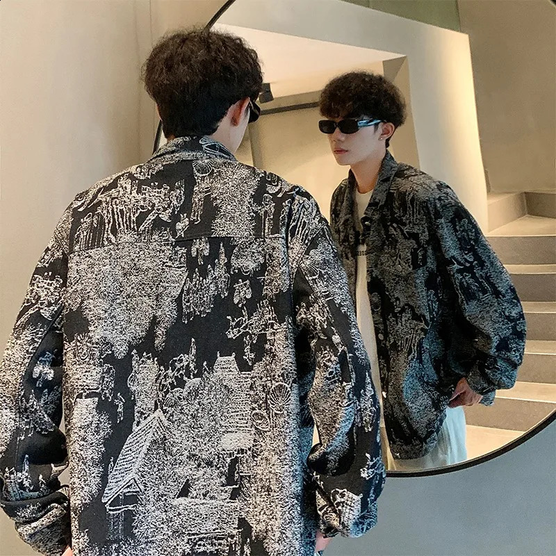 Autumn 2024 denim jacket Hong Kong style contrast woven denim jacket mens jacket 240814