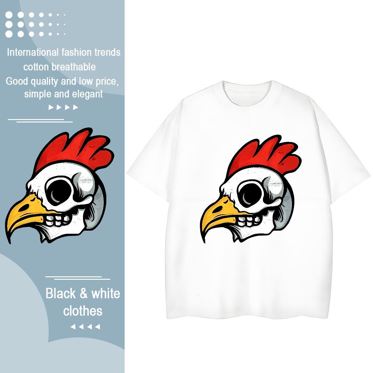 Popular Mens T Shirts chicken O Neck Short Sleeves Anime Printing Street Custom Printing 230g Cotton Couples T Shirts Fashion Clothings