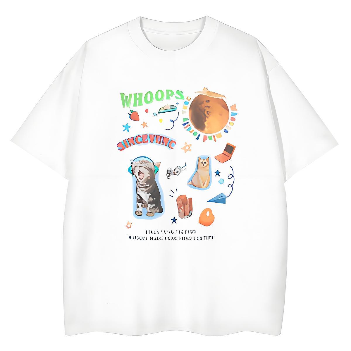 Loose Fit T Shirt For Man cute O Neck Short Sleeves Sports Casual DIY Printed 100% Cotton 230g Men Tops Tees New Arrival Tshirts