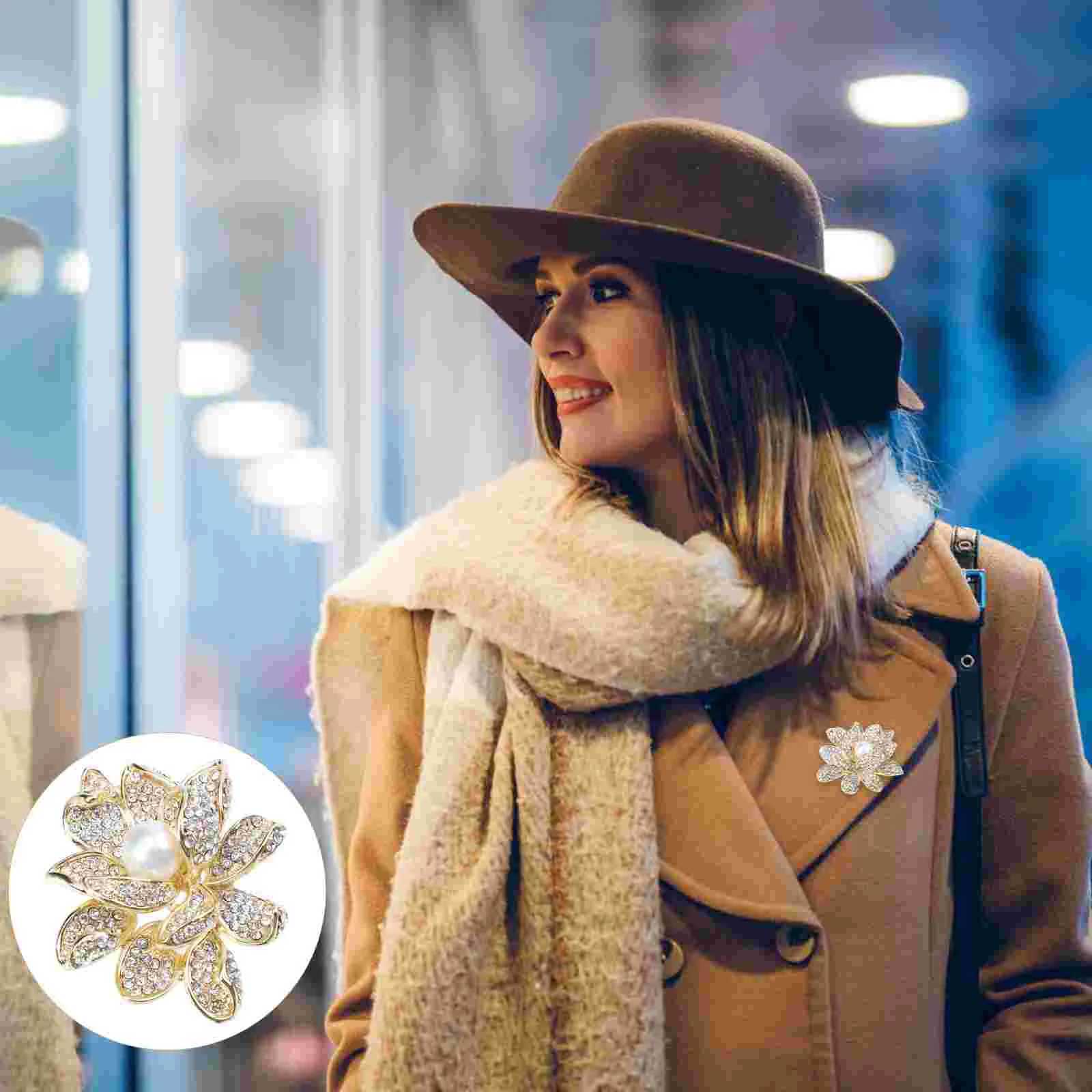 Pearl lotus brooch womens clothing accessories brooch flower brooch temperature badge W240815