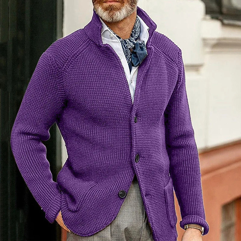 Sweater Mens Slim-fit Stand-up Collar Knitted Cardigan Autumn and Winter Coat Cross-border Casual Large Size Pocket Mens 240814
