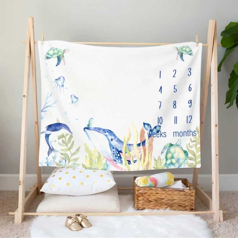Baby Monthly Growth Record Blanket Newborns Milestones Blanket Photography Props Lovely Infants Photoshoots Backdrops Y240815