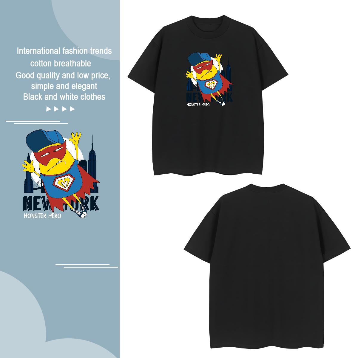 T Shirt For Man 230g Pure Cotton America Casual Daily Wear Short Sleeve Soft Cartoon Printing L-4XL Men Tees Fashion Designer Cool Design Tops Tees