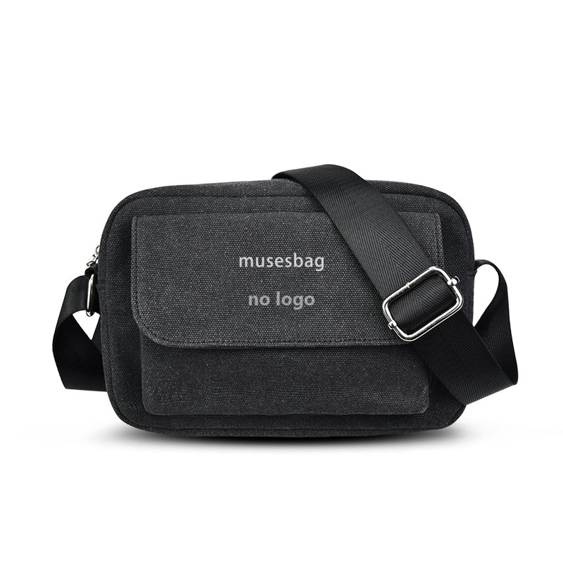 Casual clamshell canvas shoulder bag Japanese wear-resistant crossbody bag Simple trend waterproof small bag sports body bag