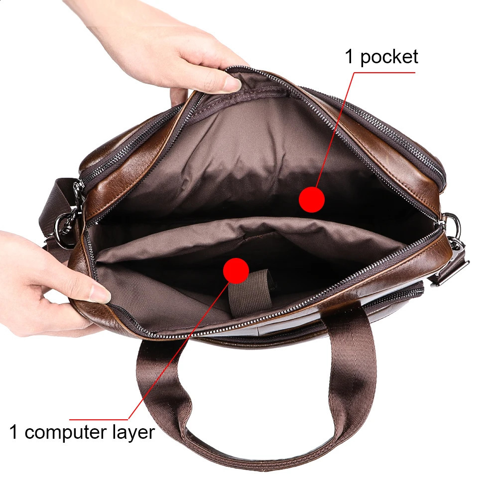Royal Bagger 15.6 Laptop Briefcases for Men Genuine Cow Leather Business Shoulder Messenger Bag Vintage Casual Handbags 1512 240813