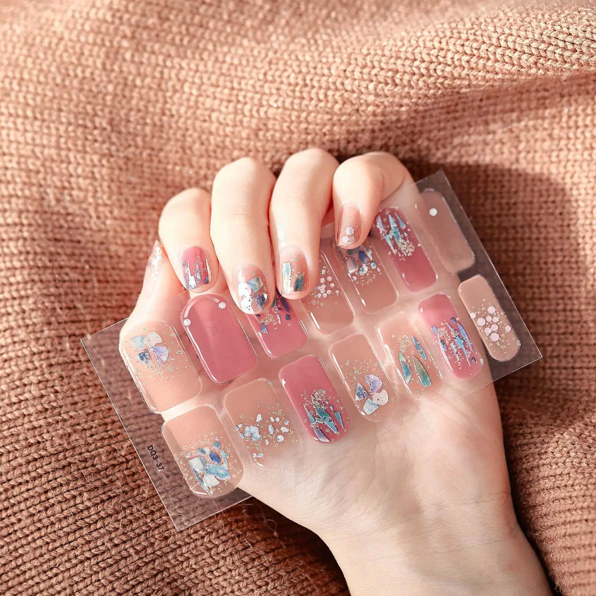 Semi Cured Gel Nail Stickers Long-lasting Cream Nail Strips Patch Slider UV Lamp Cured Decal Nail Dryer Machine UV LED LampXJ240814