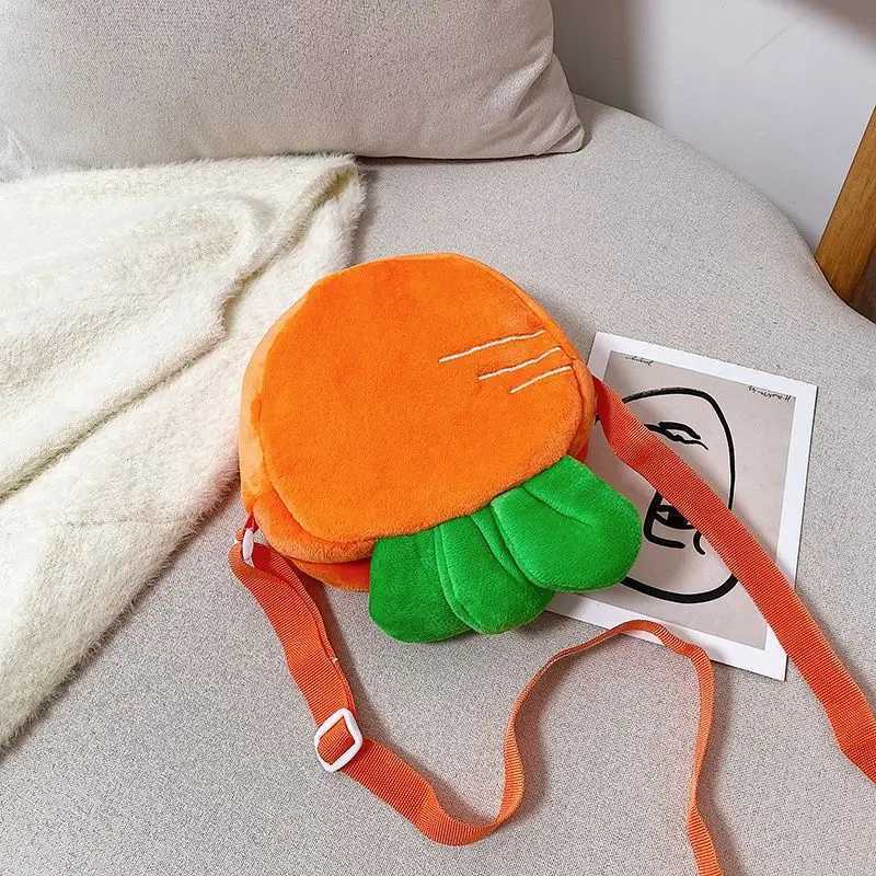 Fashionable soft plush baby coin wallet handbag winter childrens shoulder bag cartoon strawberry childrens messenger bag W240813