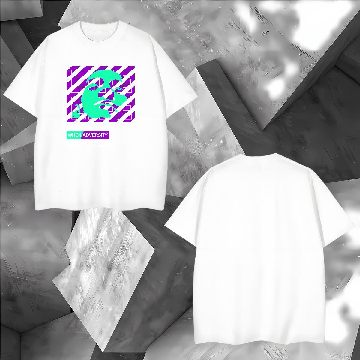 T Shirt For Man 230g Cotton icon Street Wear Crew Neck Anime Print Tshirt for Man Woman Custom Loose Tops Shirt