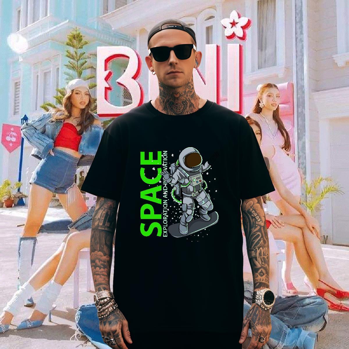 T-Shirts for Men 230g 100% Cotton universe Home Outdoor Breathable DIY Logo Oversized Tshirt for Man Woman Free Shipping Popular Tees Shirts