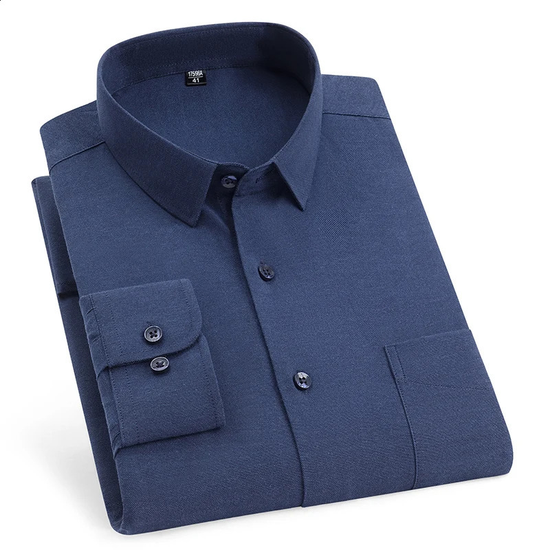 Mens Stripe Shirts Long Sleeve Autumn Fashion 100% Cotton Solid Business Formal Slim Fit Dress Shirt Plus Large Size 11XL 10XL 240814