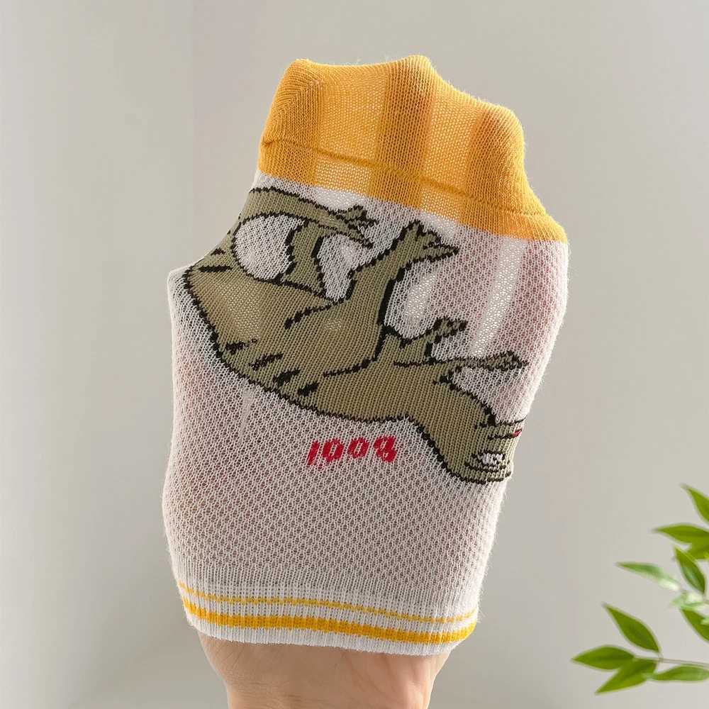 5 pairs/batch of boys dinosaur socks 2024 new summer comfortable breathable casual soft childrens socks student sports socks 1-12 years W240814