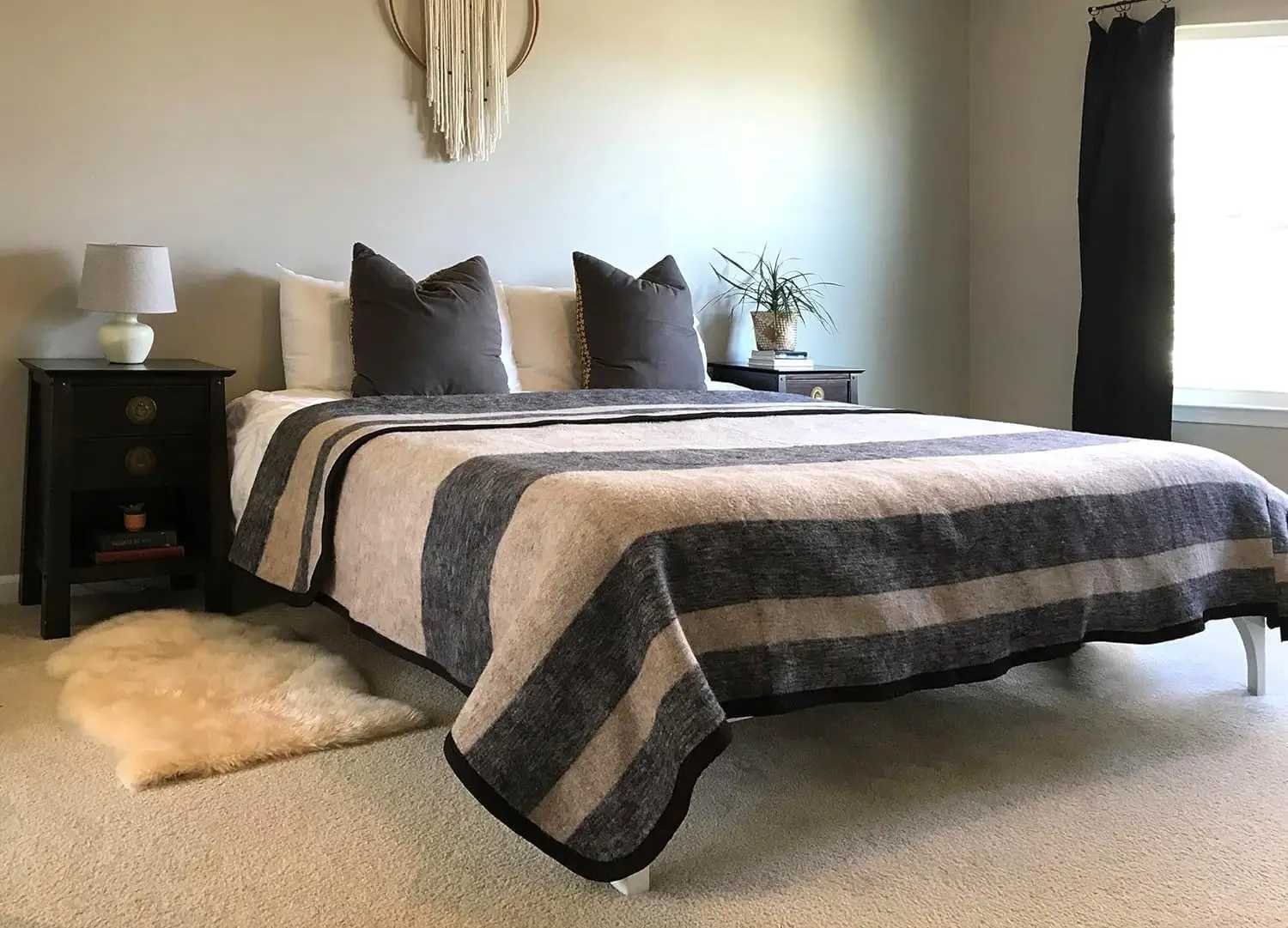 Y100% Natural Alpaca and Merino Wool Blanket Andean Collection - Thick Soft and Warm Rustic Woven Blanket Y240815