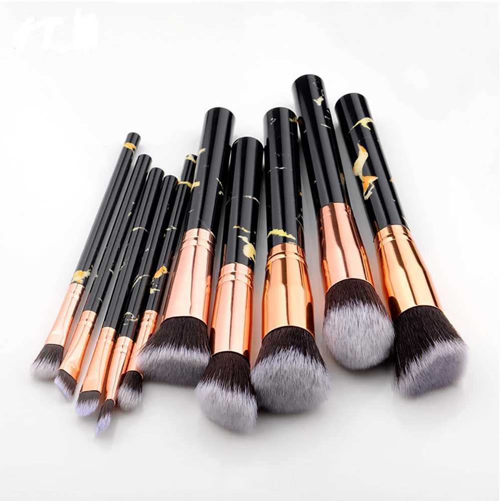 10pcs marble makeup brush set cosmetics powder eye shadow basic powder blusher mixed beauty makeup brush Maquiagem makeup tool W240814