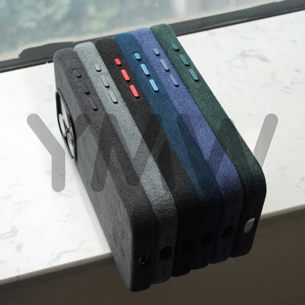 Magnetic ALCANTARA Case for iPhone 15 Pro Max 14 13 12 mini Luxury Artificial Leather Supercar Suede Phone Cases Cover CL240814
