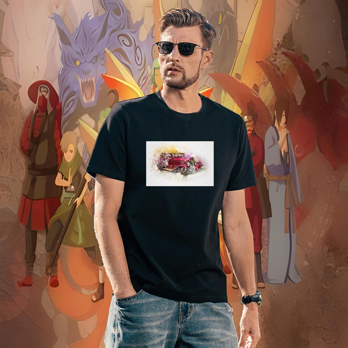 Free Shipping car T Shirt For Man Street Wear Mens Tshirts 230g Pure Cotton Customized Breathable Short Sleeve Skull Tops Shirt