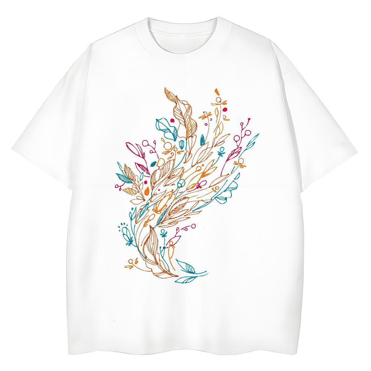 Cool Men Tshirts Summer Casual 230g Cotton Custom Anime Breathable Short Sleeve tree T-Shirts for Men 2024 DIY Clothes