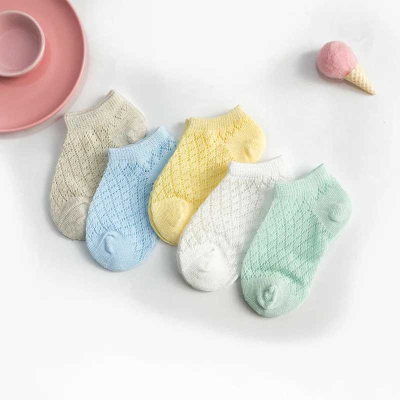 5 pairs/set of thin childrens baby socks summer rotating 0-5 year mesh breathable cotton socks boys and girls KF552 W240814
