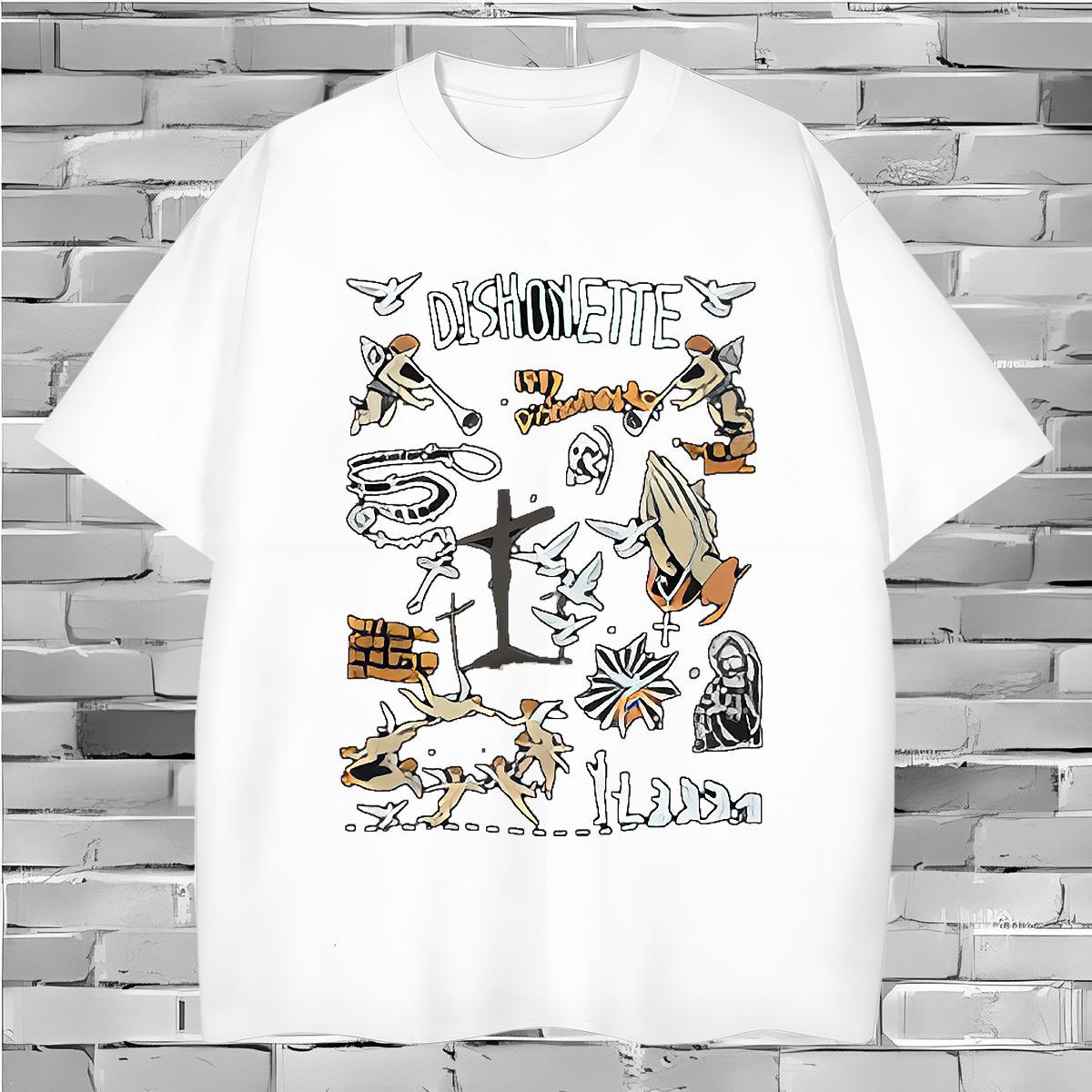 T-Shirts for Men 230g Pure Cotton painting Street Wear Round Neck Short Sleeve Black White Men Tees Fashion Design Loose Clothings