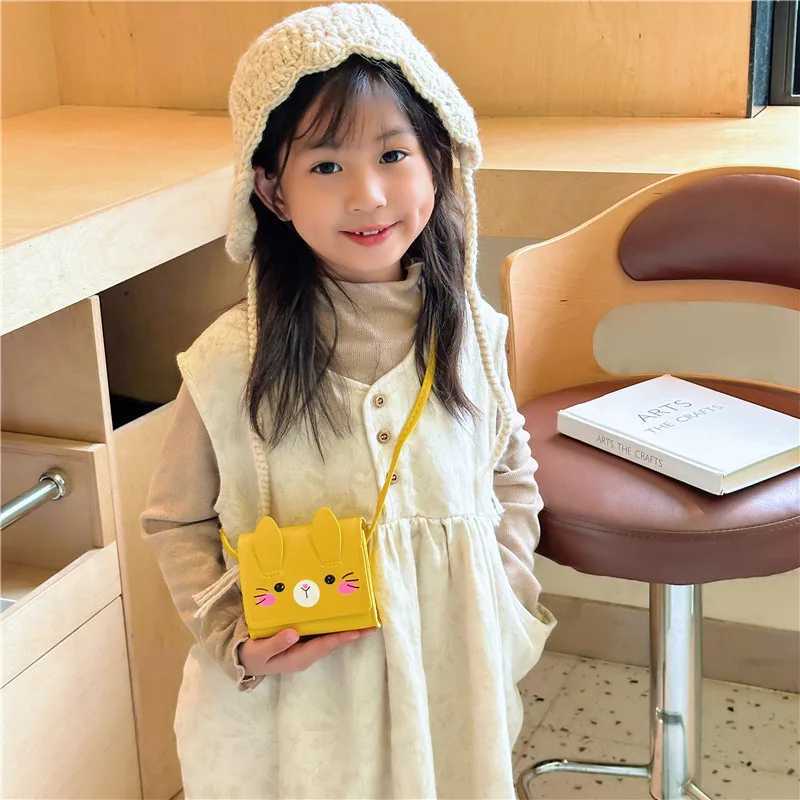 Cute cartoon childrens shoulder bag Pu leather boy childrens square cross bag Cute baby girl rabbit coin wallet handbag W240813