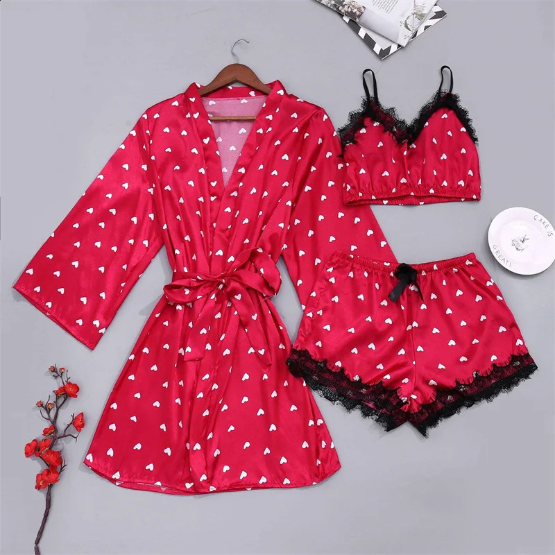 SFYY973 Arrival Wholesale WomenS Comfortable Pajamas Set 3Pcs PlusSize Printed Home Wear Casual 240815