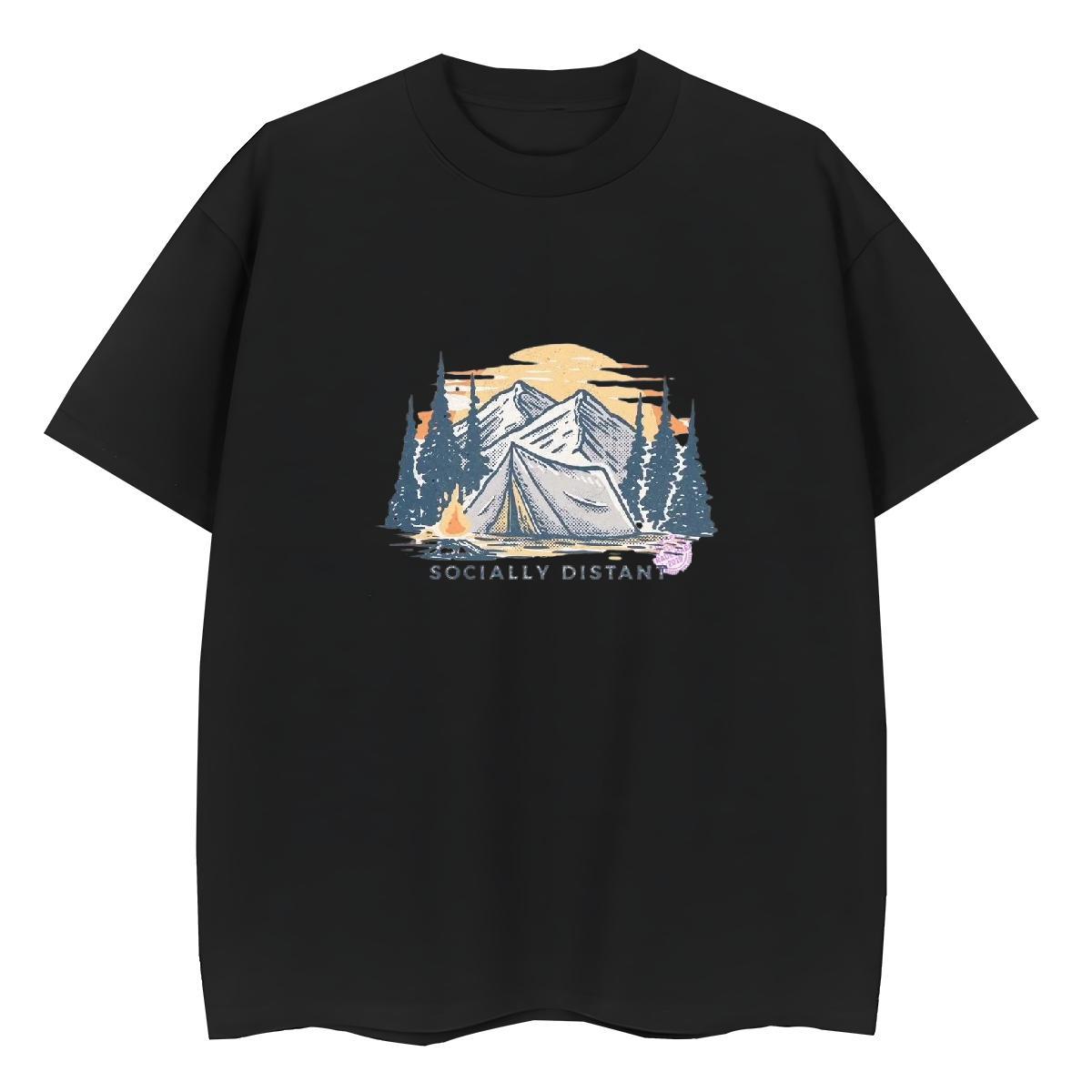 Popular Tshirt for Man Woman Casual Daily Wear 230g 100% Cotton Customized Print Breathable Crew Neck mountains T Shirt For Man Wholesale Tshirts