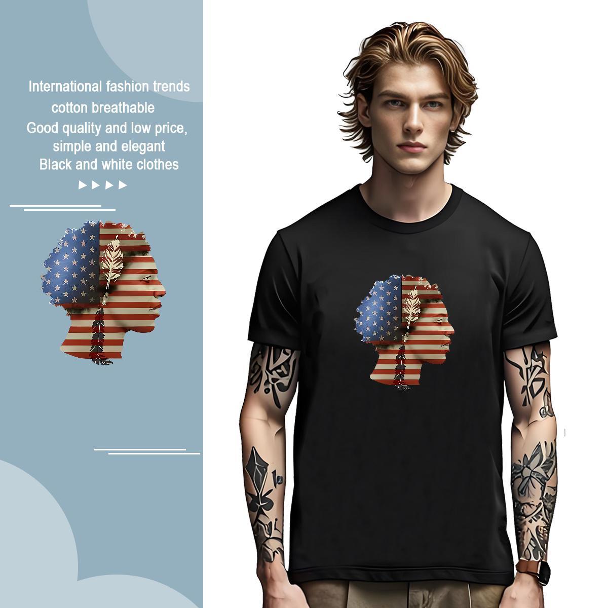 Men T Shirts 230g Pure Cotton portrait Anime Printing Street O Neck Short Sleeves Custom Printed Mens Tshirts 2024 Summer Wholesale Wear