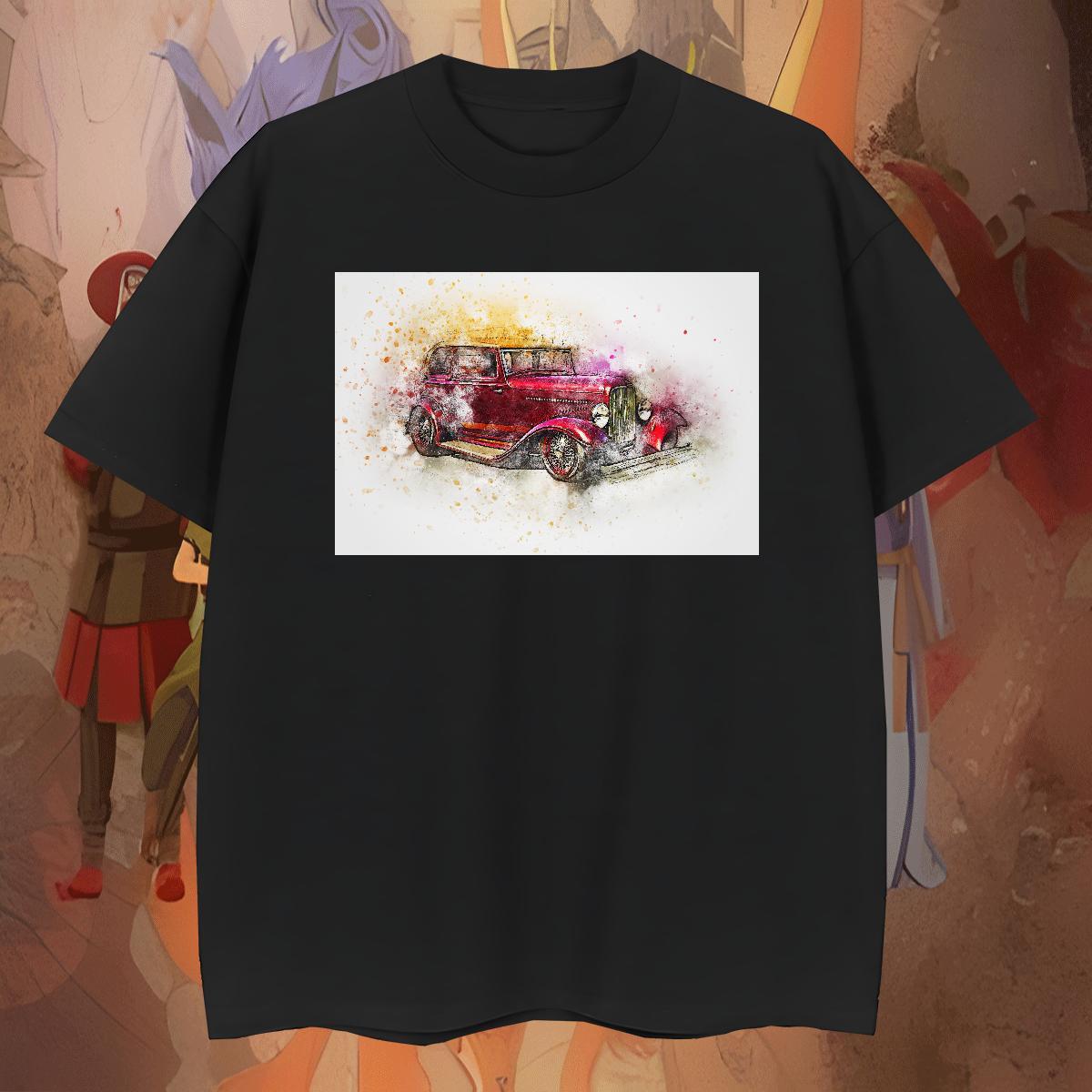 Free Shipping car T Shirt For Man Street Wear Mens Tshirts 230g Pure Cotton Customized Breathable Short Sleeve Skull Tops Shirt