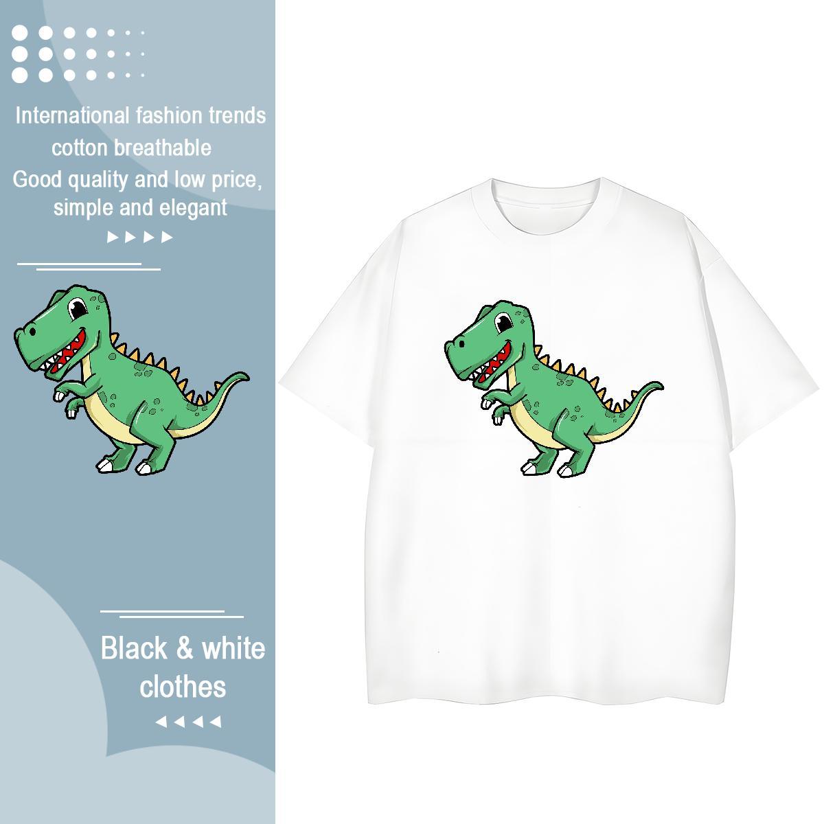 Comfortable Men T Shirts dinosaur Crew Neck Breathable Anime Printing Street Custom Printing 100% Cotton 230g Men Clothes T-Shirt 2024 DIY Tshirts