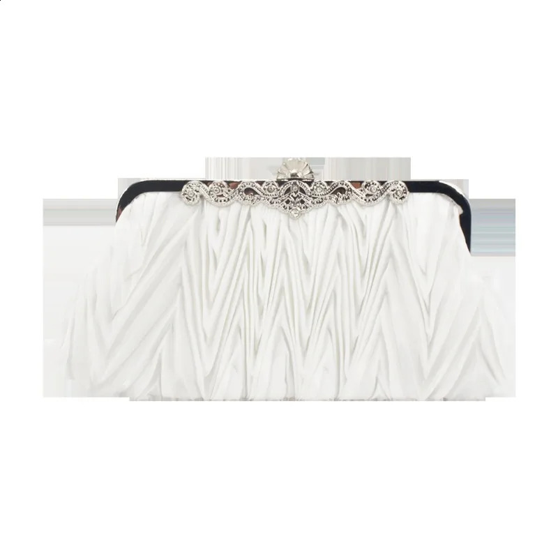 Fashion Lady Party Wedding Handbag Purse Soft Evening Bag Bridal Women Satin Crystal Clutch 240813