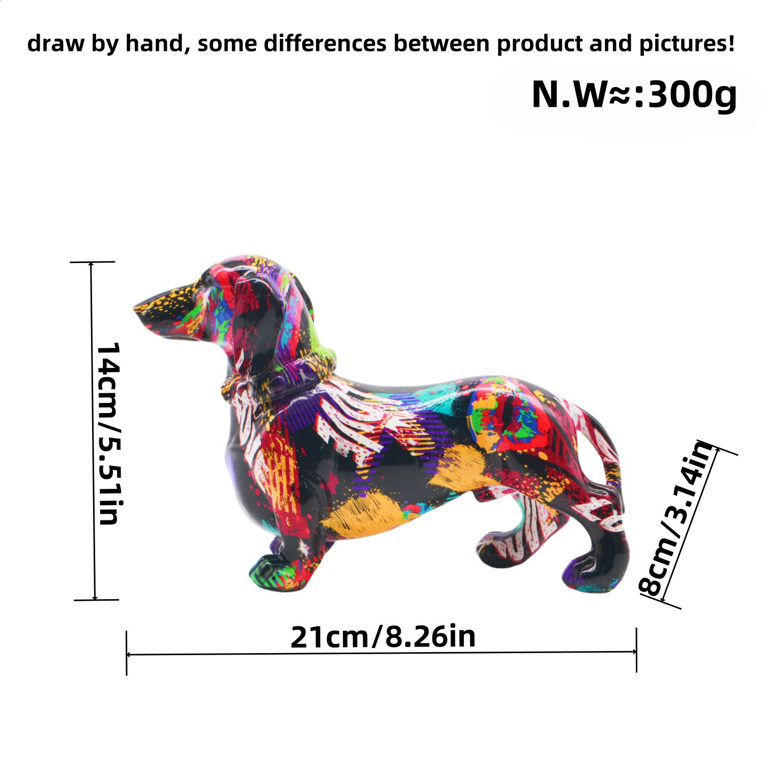 Creative Graffiti Dachshund Dog Statue Home Decor Colorful French Bulldog Sculpture Animal Figurine Living Room Desk Accessories 231227
