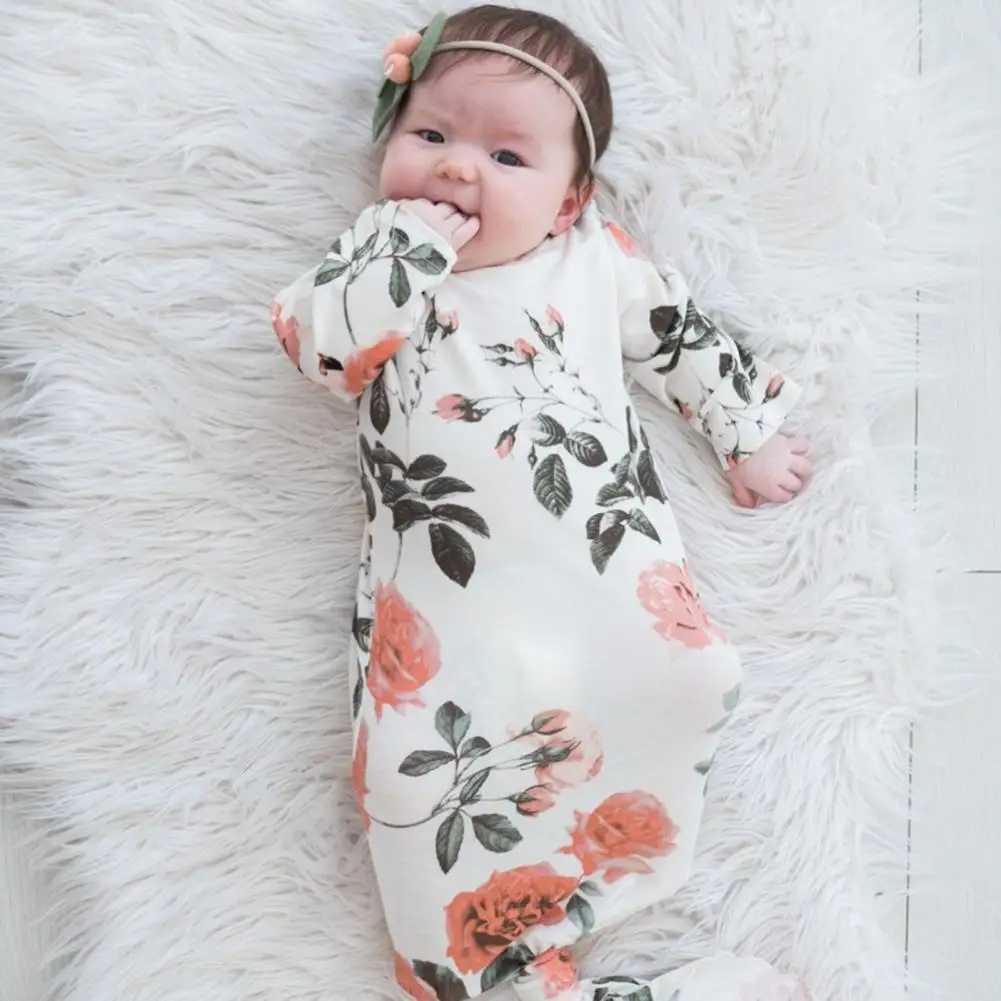2Pcs/Set Great Infant Sleeping Sack Blend Fabric Baby Gown Super Soft Creative Pattern Knotted Infant Baby Gown Sleeping Bag Y240814