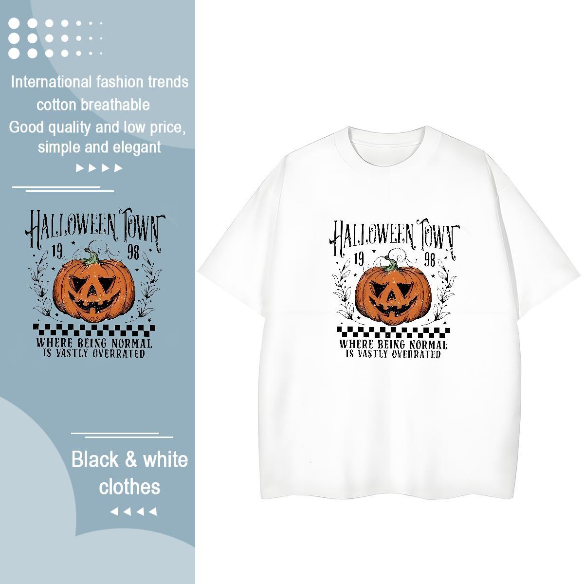 Popular T Shirt For Man halloween Breathable Crew Neck Hip Hop Oversized 3XL 4XL 230g 100% Cotton Mens Tshirts 2024 Wear