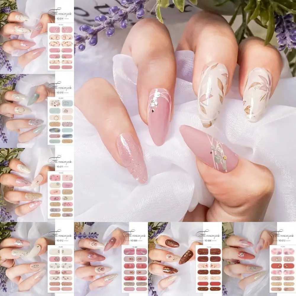 14 Strips Semi Cured Gel Nail Stickers Full Cover French Nail Art Gel Nail Polish Strips Gel Full Nail WrapsXJ240814