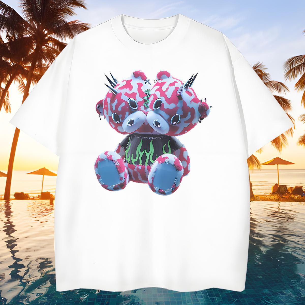 Popular T Shirts Men bear Breathable Crew Neck Street wear Hip Hop White Plus Size 100% Cotton 230g Men Tshirts Designer Fashion Tee Shirt