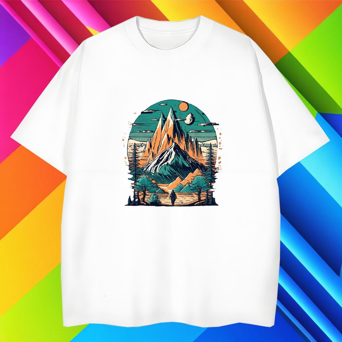 Soft Men Tshirts Hip Hop Street 230g 100% Cotton Custom Printed Crew Neck Breathable mountains Mens T Shirts Factory Direct Clothings