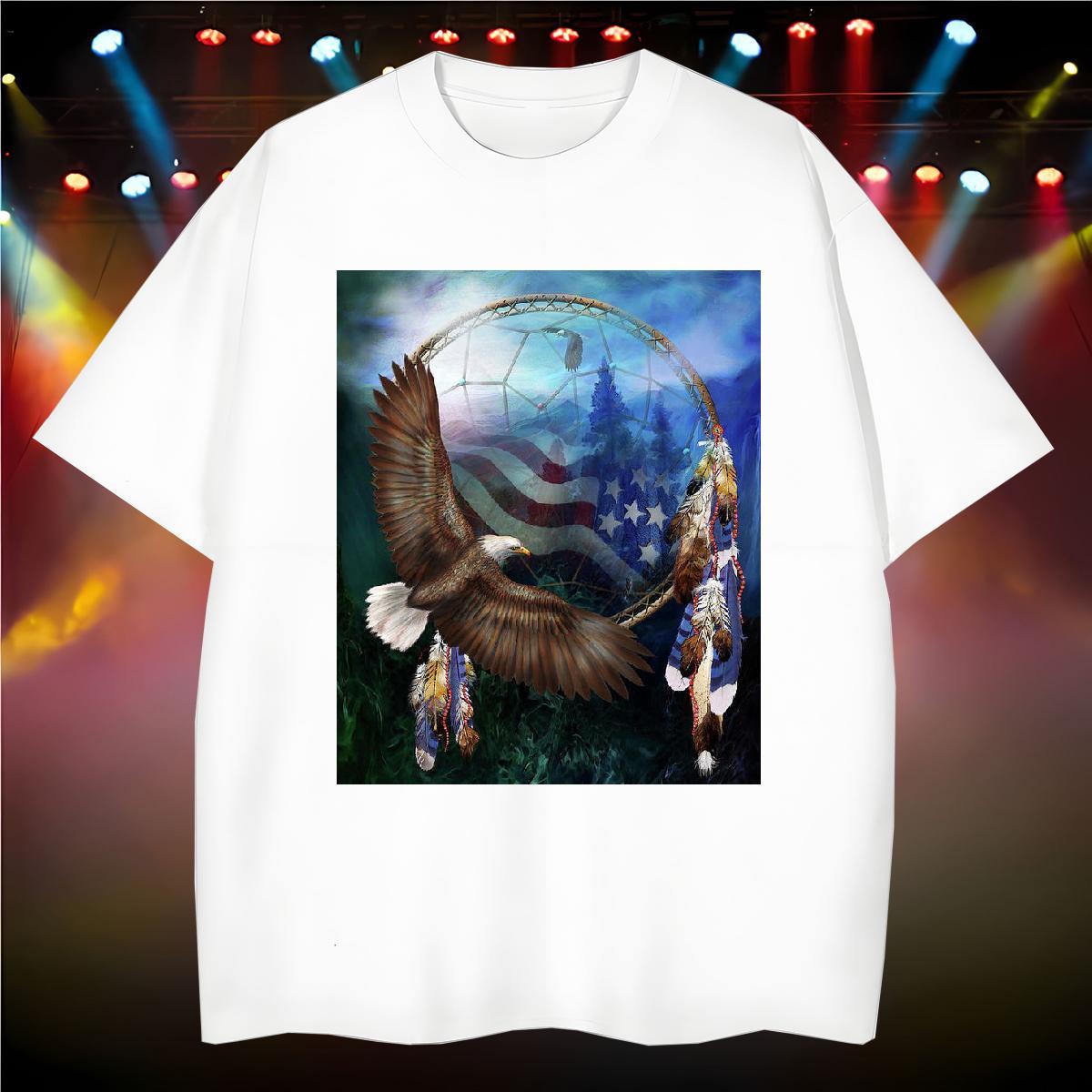 Unisex T shirt eagle Round Neck Short Sleeve Casual Daily Wear DIY Printed 230g Pure Cotton Couples T Shirts DIY Customized Polos