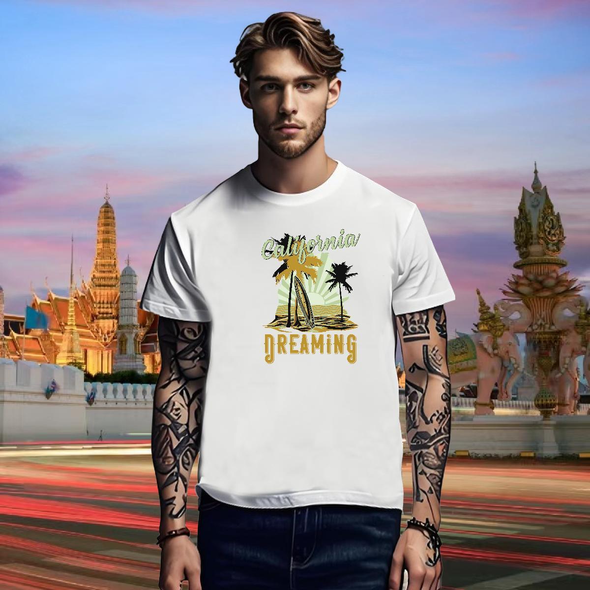 Men T Shirts 230g 100% Cotton tree Casual Beach Short Sleeve Soft White Plus Size Mens Tshirts Fashion TOP Quality Top Tees