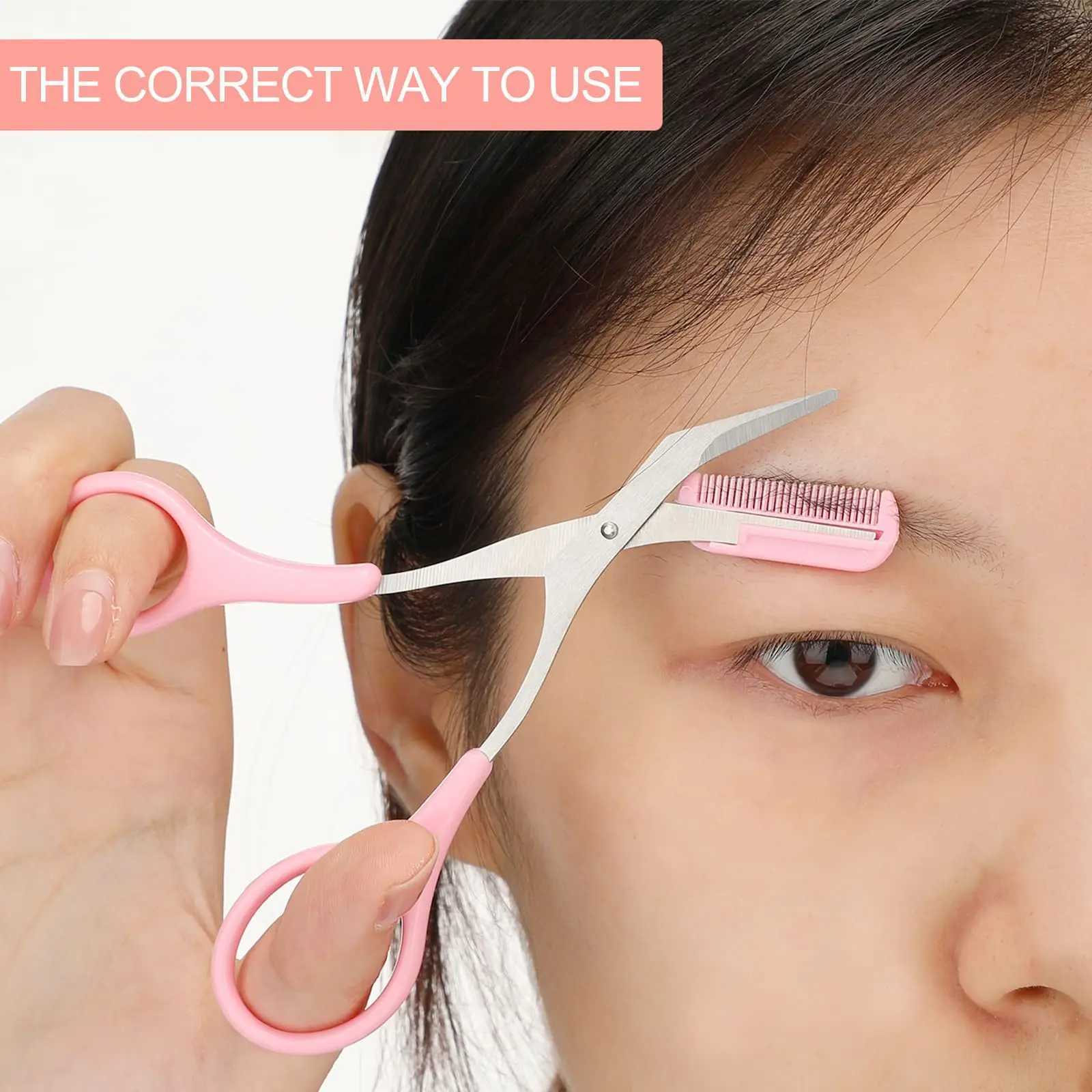 Eyebrow Trimming Clipper with Comb Eyebrow Shape Cutting Clipper Anti slip Finger Clip Hair Removal Beauty Accessories W240814