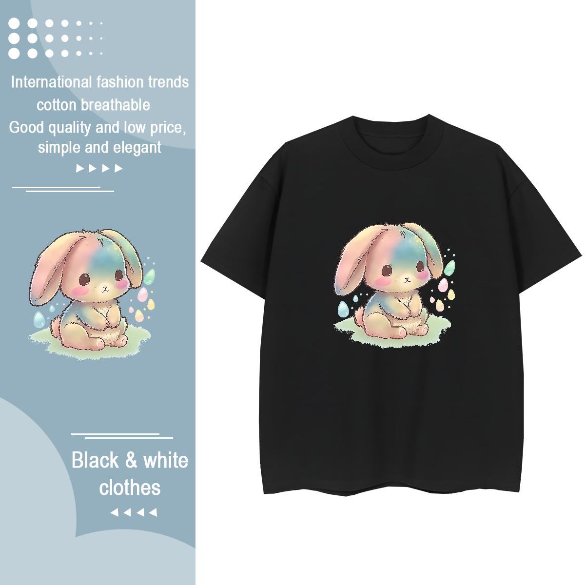 Popular Man T Shirts rabbit Crew Neck Breathable Anime Printing Street DIY Anime 230g Cotton Men Clothes T-Shirt Brand Wear