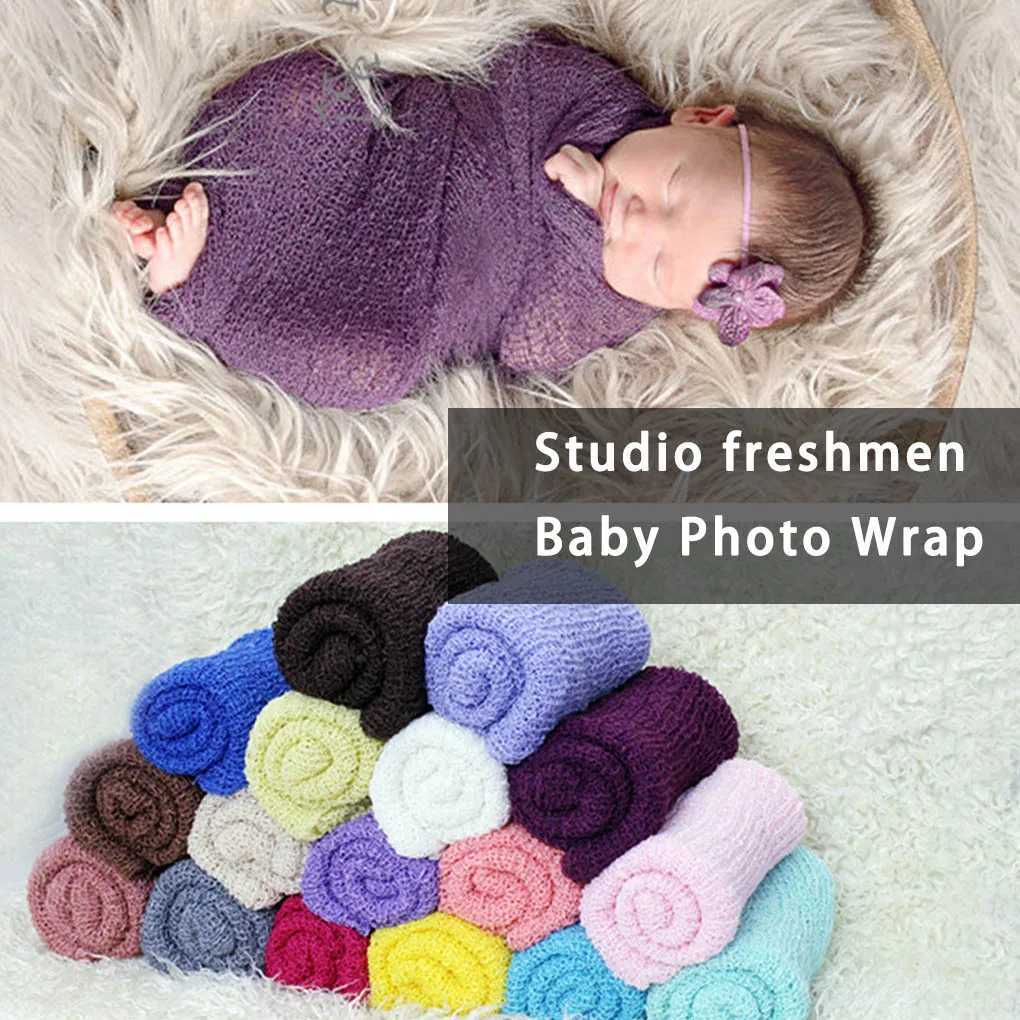 3 Colors Soft Baby Photography Props Blanket diapers Wraps Stretch Knit Wrap Newborn Photo Wraps Cloth Accessories Y240815
