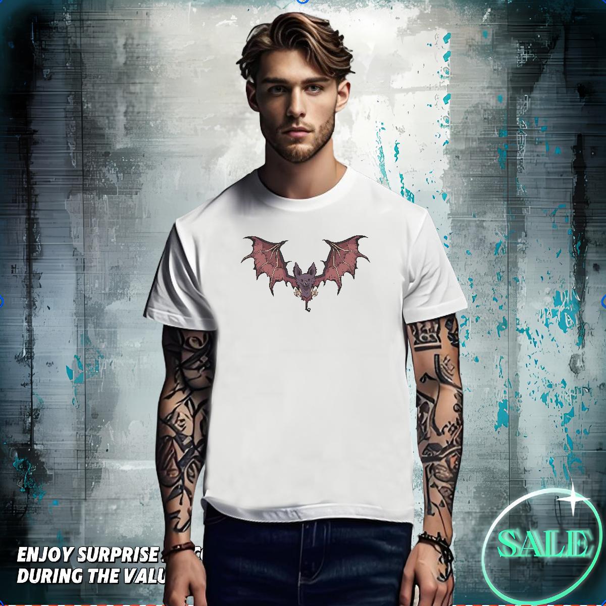 T Shirts Men 230g Pure Cotton bat Anime Printing Street Short Sleeve Soft Custom Printed Tshirts Fashion Wholesale Clothes