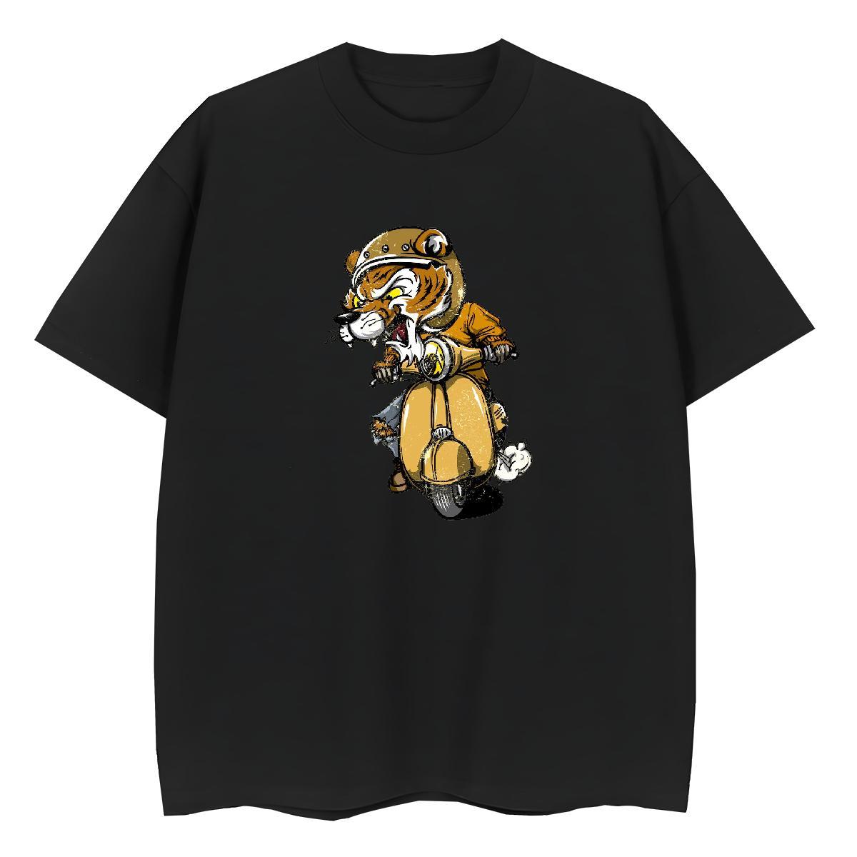 Cool T Shirt For Man tiger Breathable Soft Hip Hop Street Custom Cartoon 230g Pure Cotton Couples T Shirts DIY Customized Wear