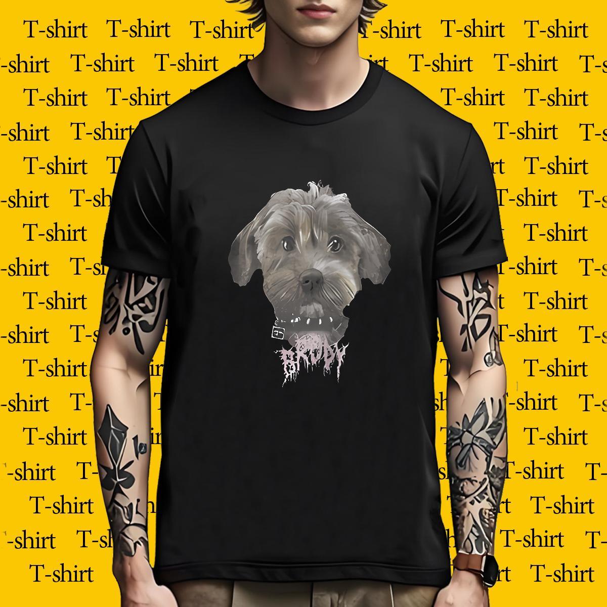 Cool T Shirt For Man dog Crew Neck Street Black Oversized 100% Cotton 230g Men Tops Tees Wholesale Polos