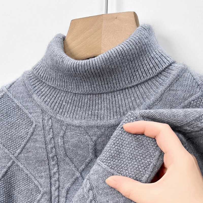 Mens Turtleneck Thicken Warm Classic Casual Vintage Bottom Pullover Knitted Sweater Man Jumper Christmas SweatersXJ240814