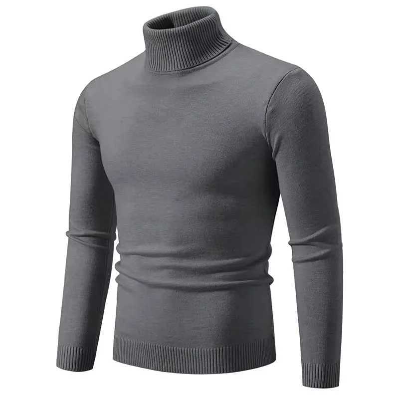 Cool New Trend Mens High Neck Sweater Pullover Knitted Warm Casual Men Clothing Knitted Sweater MenXJ240814